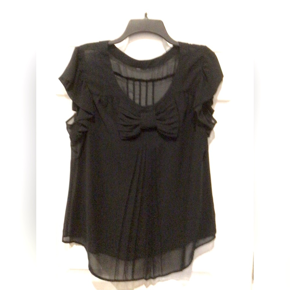 XL Sheer Black Dress Blouse